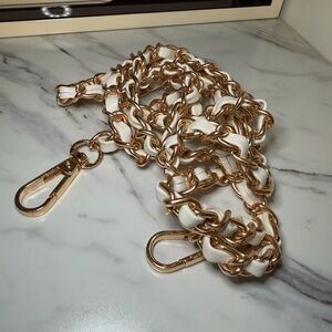 Gold and White Chain Crossbody Strap